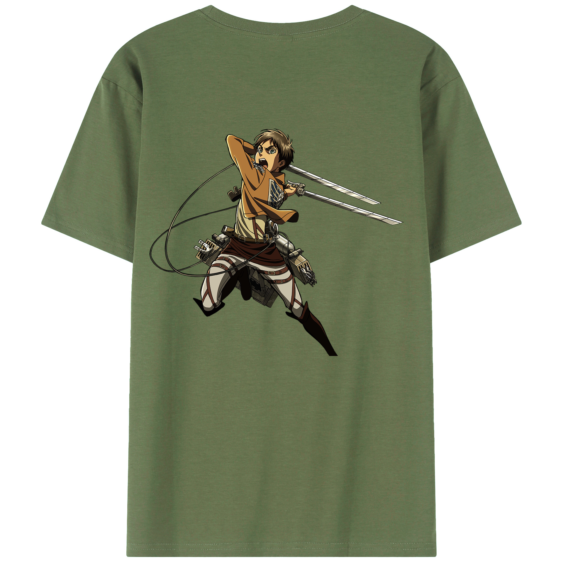 （画像用） 進撃の巨人 エレン･イェーガー Attack on Titan Eren Jäger 綿100％ メンズ半袖Tシャツ（バックプリント） 通気性